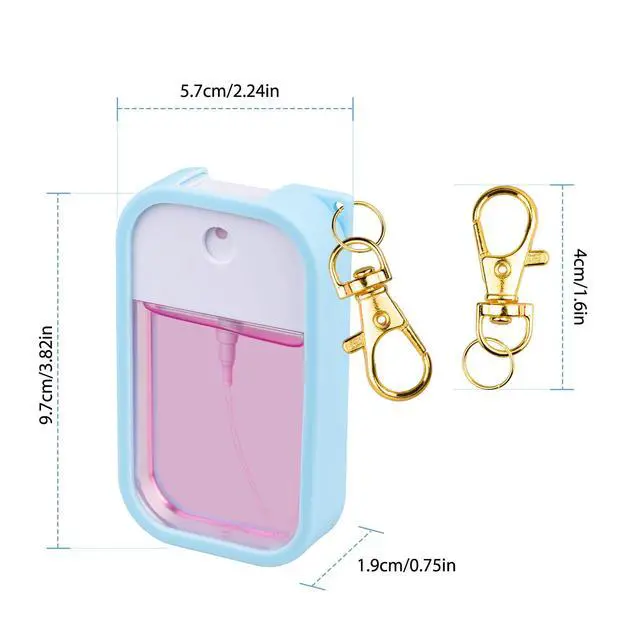 Alt view image 7 of 7 - Silicone Case Compatible with Touchland Hand Sanitizer Spray, Protective Case with Keychain for Power Mist and Glow Mist 1 fl oz, Hand Sanitizer Spray Accessory (Blue, 1 Pack)