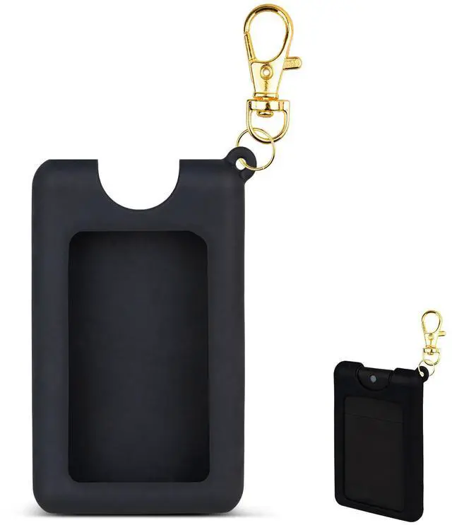 Main image of Silicone Case Compatible with Noshinku Pocket Hand Sanitizer, Protective Case with Keychain for Refillable Travel Size, Hand Sanitizer Spray Accessory (Black)