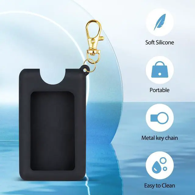 Alt view image 4 of 7 - Silicone Case Compatible with Noshinku Pocket Hand Sanitizer, Protective Case with Keychain for Refillable Travel Size, Hand Sanitizer Spray Accessory (Black)