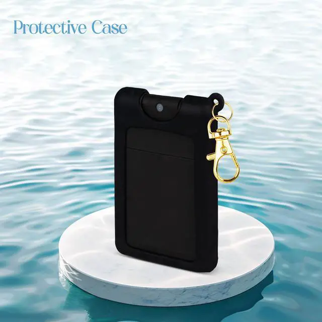 Alt view image 3 of 7 - Silicone Case Compatible with Noshinku Pocket Hand Sanitizer, Protective Case with Keychain for Refillable Travel Size, Hand Sanitizer Spray Accessory (Black)