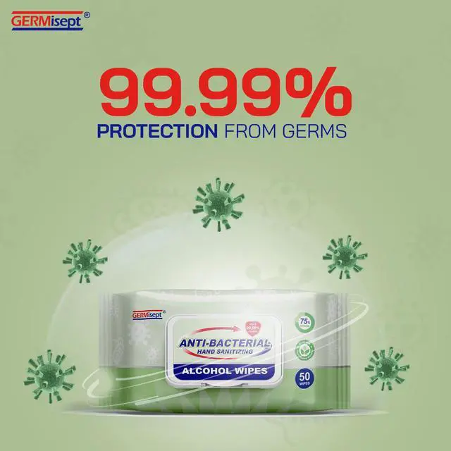 Alt view image 5 of 7 - Advanced 75% Alcohol Antiseptic Hand Sanitizer Multipurpose Wipes (50 Count x 1 Pack = 50 Wipes)
