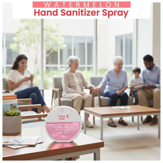 Alt view image 2 of 7 - Watermelon Hand Sanitizer Spray 1 FL OZ (30 ml) 70% Alcohol, Aloe Vera & Vitamin B5, Fast-Drying Non-Sticky Formula, Refreshing Fruity Scent Travel Size Moisturizing Hand Sanitizer