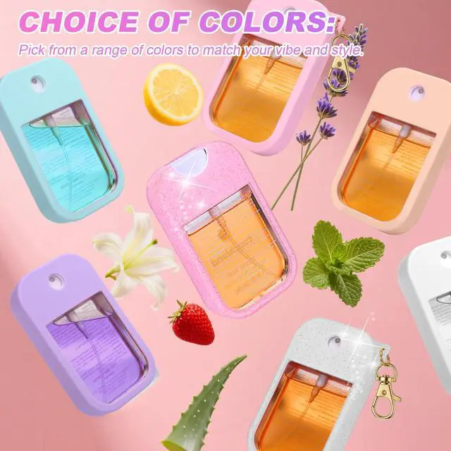 Alt view image 6 of 7 - Hand Sanitizer Spray Glitter Case Compatible with Touchland, Silicone Hand Sanitizer Case Holder with Keychain for Touch Land Mist 1FL. OZ (Glitter Sequin White)