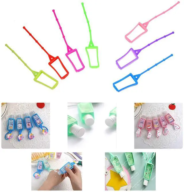 Alt view image 6 of 6 - 7x Silicone Hand Sanitizer Protective Cases (empty) - Soft Smooth Holders for 30ML Bottles - Comes with Soft Adjustable Loops for Backpacks, Keychains - Use for Travel, Home