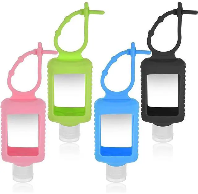 Main image of 4 Pack Travel Bottles, Hand Sanitizer Holder Empty Travel Size 2oz/60ml Leakproof Refillable Containers Portable Keychain Bottles with Detachable Silicone Case