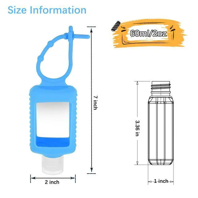 Alt view image 3 of 6 - 4 Pack Travel Bottles, Hand Sanitizer Holder Empty Travel Size 2oz/60ml Leakproof Refillable Containers Portable Keychain Bottles with Detachable Silicone Case
