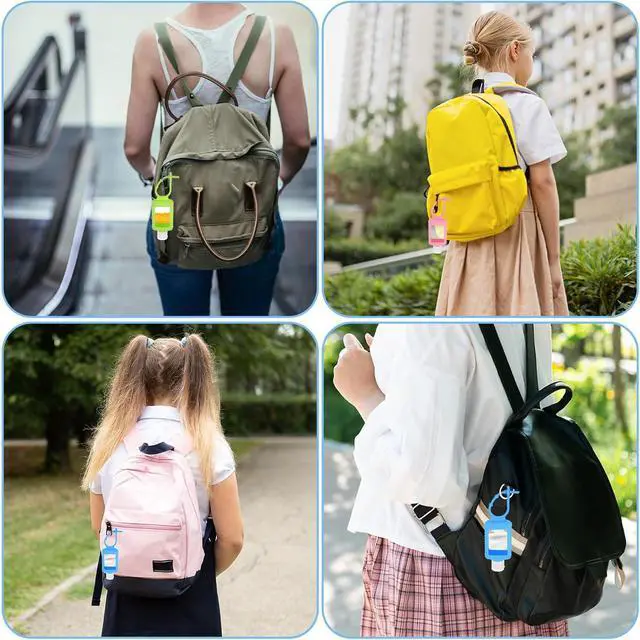 Alt view image 6 of 6 - 4 Pack Travel Bottles, Hand Sanitizer Holder Empty Travel Size 2oz/60ml Leakproof Refillable Containers Portable Keychain Bottles with Detachable Silicone Case