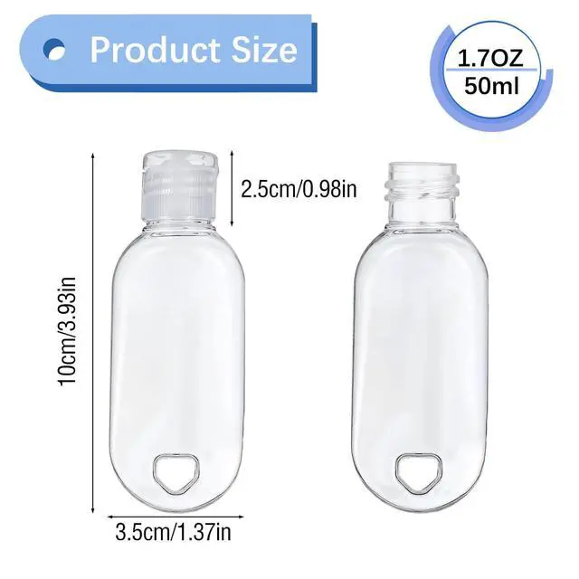 Alt view image 2 of 6 - 5 Pcs Refillable Travel Bottles Hand Sanitizer Travel Size Holder with Keychain Portable Empty Plastic Bottles Leakproof Squeeze Containers with Clip for Home Office Outdoor