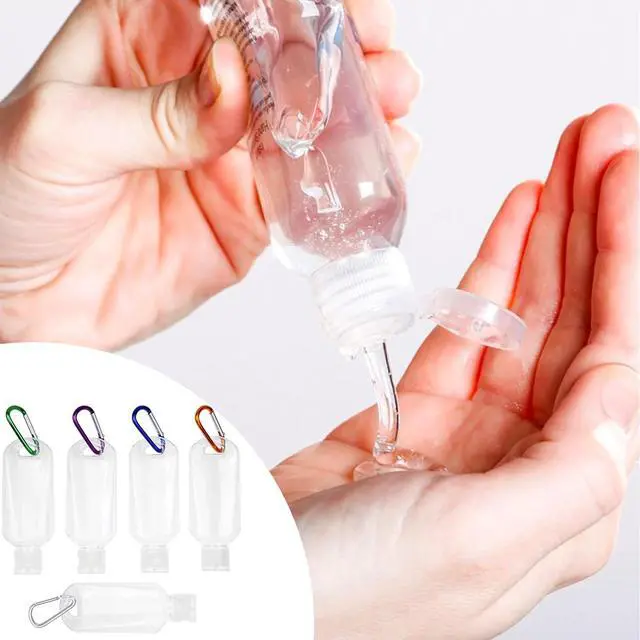 Alt view image 5 of 6 - 5 Pcs Refillable Travel Bottles Hand Sanitizer Travel Size Holder with Keychain Portable Empty Plastic Bottles Leakproof Squeeze Containers with Clip for Home Office Outdoor
