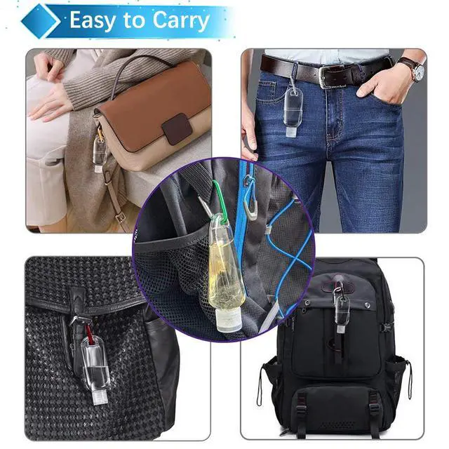 Alt view image 6 of 6 - 5 Pcs Refillable Travel Bottles Hand Sanitizer Travel Size Holder with Keychain Portable Empty Plastic Bottles Leakproof Squeeze Containers with Clip for Home Office Outdoor