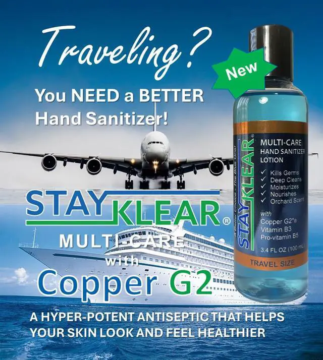 Alt view image 4 of 6 - New Multi-Care Hand Sanitizer Lotion (3.4 Fl Oz) Travel Size with Copper G2(R), Vitamin B3, and Pro-Vitamin B5; Orchard Scent