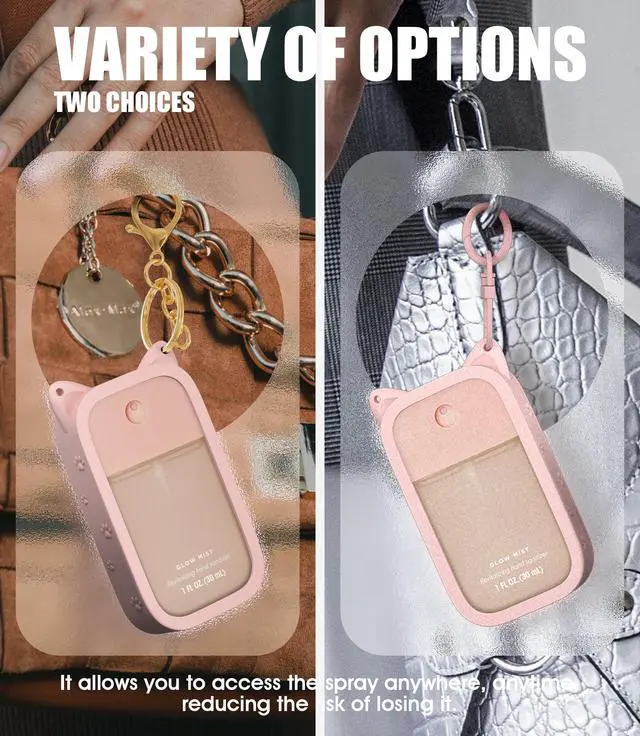 Alt view image 2 of 4 - 1 Pack Silicone Case Compatible with Touchland Hand Sanitizer Spray (Fit for 1 FL OZ/30 mL Ver), Portable keychain Cute Color Ears (Pink)