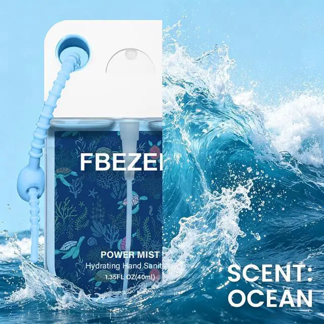 Alt view image 3 of 6 - Power Mist Hydrating Hand Sanitizer with Cute Keychain, Portable Power Sanitizer Hydrating Spray for Hand, Mini Pocket Sprayer Sanitizer for Women Teen Girl Gift (Ocean)