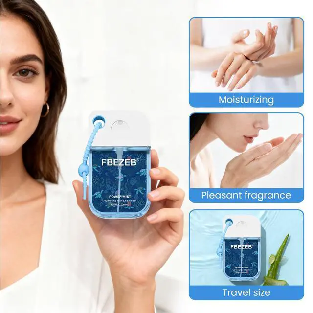 Alt view image 5 of 6 - Power Mist Hydrating Hand Sanitizer with Cute Keychain, Portable Power Sanitizer Hydrating Spray for Hand, Mini Pocket Sprayer Sanitizer for Women Teen Girl Gift (Ocean)