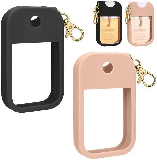 Main image of Hand Sanitizer Spray Case Compatible with Touchland, Silicone Hand Sanitizer Case Holder with Keychain for Touch Land Mist 1FL. OZ -Blush Beige+Black