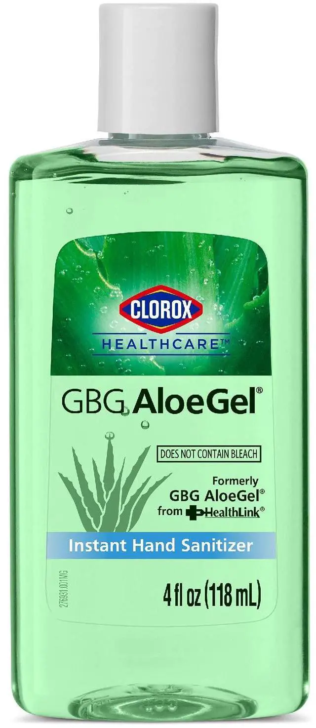 Main image of Healthcare GBG AloeGel Hand Sanitizer Gel, Bleach-Free Moisturizing Sanitizer with 64% Ethyl Alcohol, Aloe Vera and Vitamin E - FDA Registered, Travel Size, 4 Fl Oz