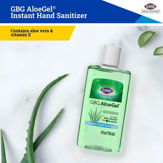 Alt view image 3 of 7 - Healthcare GBG AloeGel Hand Sanitizer Gel, Bleach-Free Moisturizing Sanitizer with 64% Ethyl Alcohol, Aloe Vera and Vitamin E - FDA Registered, Travel Size, 4 Fl Oz