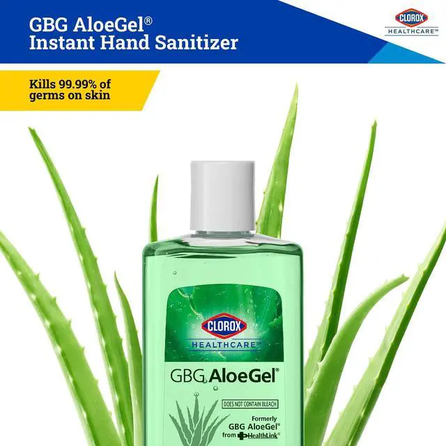 Alt view image 2 of 7 - Healthcare GBG AloeGel Hand Sanitizer Gel, Bleach-Free Moisturizing Sanitizer with 64% Ethyl Alcohol, Aloe Vera and Vitamin E - FDA Registered, Travel Size, 4 Fl Oz
