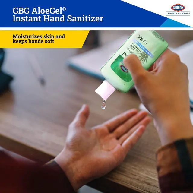 Alt view image 4 of 7 - Healthcare GBG AloeGel Hand Sanitizer Gel, Bleach-Free Moisturizing Sanitizer with 64% Ethyl Alcohol, Aloe Vera and Vitamin E - FDA Registered, Travel Size, 4 Fl Oz