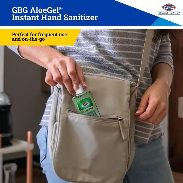 Alt view image 6 of 7 - Healthcare GBG AloeGel Hand Sanitizer Gel, Bleach-Free Moisturizing Sanitizer with 64% Ethyl Alcohol, Aloe Vera and Vitamin E - FDA Registered, Travel Size, 4 Fl Oz