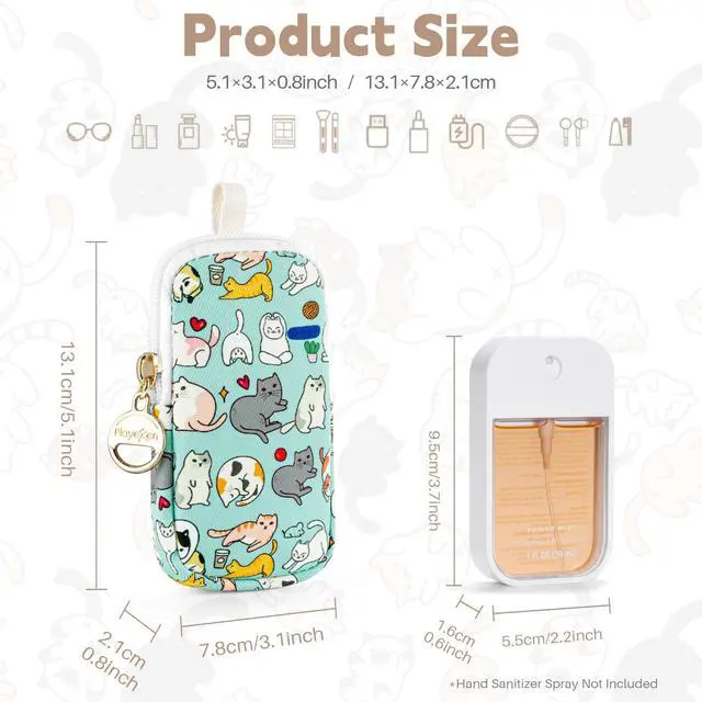 Alt view image 2 of 7 - Hand Sanitizer Spray Case Compatible with T0uch-land, Hand Sanitizer Holder Bag with Ring Buckle & Wrist Strap, Cute Zippered Pouch for Glow Mist and Power Mist (Beige Dots)