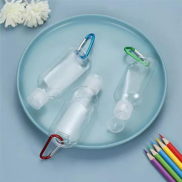 Alt view image 2 of 6 - 5 Pack Refillable Travel Plastic Bottles Containers with Clip Hand Sanitizer Travel Size Holder with Keychain Empty Bottles for Kids and Adult