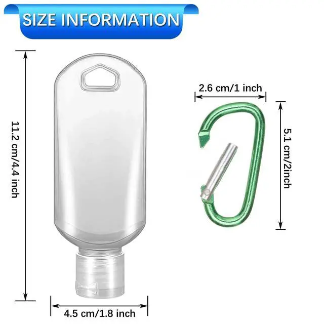 Alt view image 4 of 6 - 5 Pack Refillable Travel Plastic Bottles Containers with Clip Hand Sanitizer Travel Size Holder with Keychain Empty Bottles for Kids and Adult