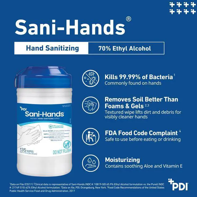 Alt view image 2 of 6 - SaniHands ALC Antimicrobial Alcohol Gel Hand Wipe, 135 Per Canister
