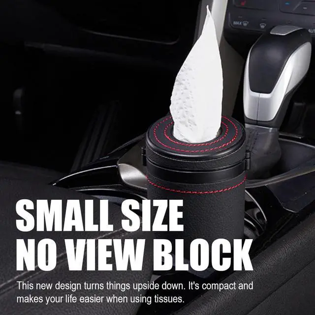 Alt view image 3 of 5 - Car Tissue Holder, Convenient Travel Napkin Boxes, Car Tissues Cylinder, Round Canister Napkin Holder, Travel Tissue Tube Container for Vehicle Cup Holder, Home, Office (Black)