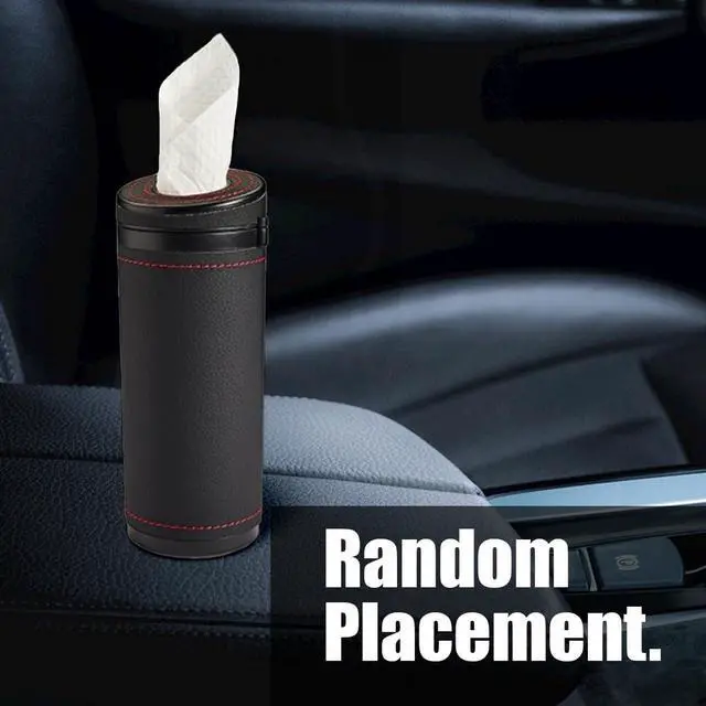 Alt view image 5 of 5 - Car Tissue Holder, Convenient Travel Napkin Boxes, Car Tissues Cylinder, Round Canister Napkin Holder, Travel Tissue Tube Container for Vehicle Cup Holder, Home, Office (Black)