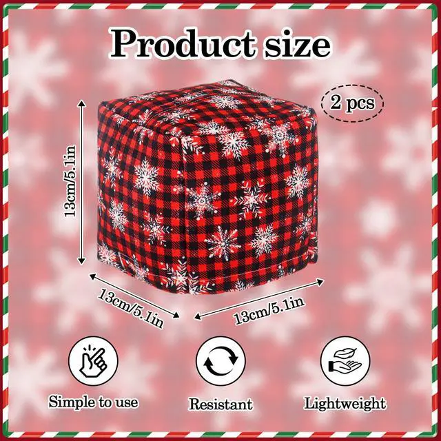 Alt view image 2 of 6 - 2 Pcs Red Black Checkered Christmas Tissue Box Cover Square, Snowflakes Plaid Tissue Paper Holder Cover, Holiday Farmhouse Napkin Holder Decor for Bedroom Nightstand Office Desk Bathroom