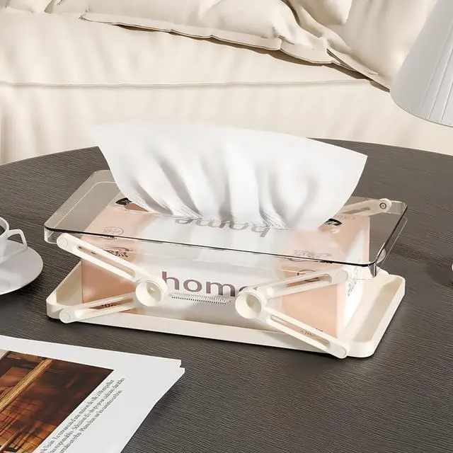 Main image of Lift-Up Tissue Box Holder with Spring Auto-Lift Design, Transparent Dust-Proof Tissue Organizer, Fits Standard & Large Facial Tissues for Desk, Bedroom, Car