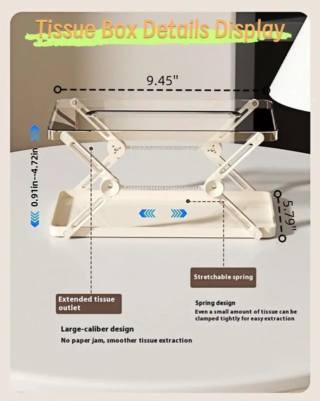 Alt view image 2 of 7 - Lift-Up Tissue Box Holder with Spring Auto-Lift Design, Transparent Dust-Proof Tissue Organizer, Fits Standard & Large Facial Tissues for Desk, Bedroom, Car