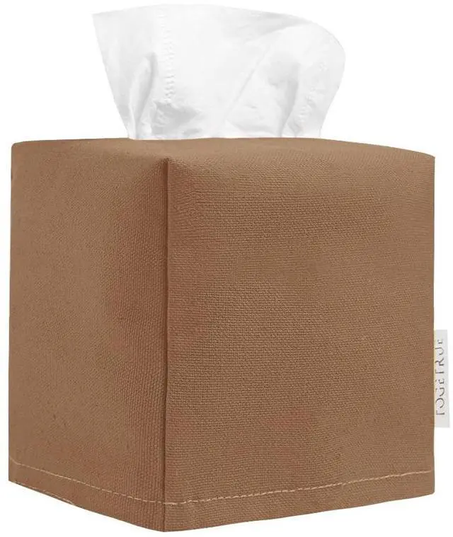 Main image of Tissue Box Cover, Reusable Fabric Tissue Holder, Square Canvas Tissue Holders Decorative for Bathroom Vanity Countertop, Bedroom, Tabletop and Living Room