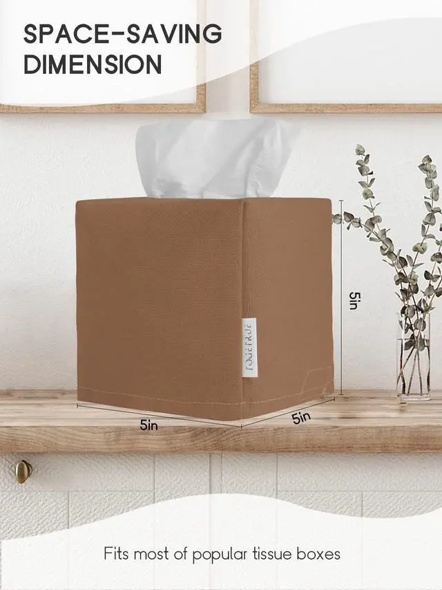 Alt view image 2 of 7 - Tissue Box Cover, Reusable Fabric Tissue Holder, Square Canvas Tissue Holders Decorative for Bathroom Vanity Countertop, Bedroom, Tabletop and Living Room