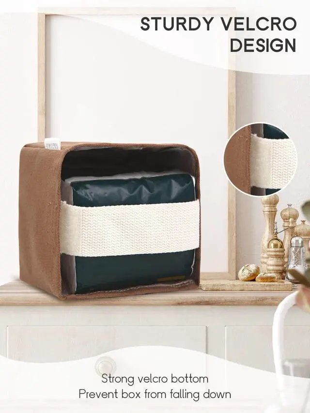 Alt view image 3 of 7 - Tissue Box Cover, Reusable Fabric Tissue Holder, Square Canvas Tissue Holders Decorative for Bathroom Vanity Countertop, Bedroom, Tabletop and Living Room