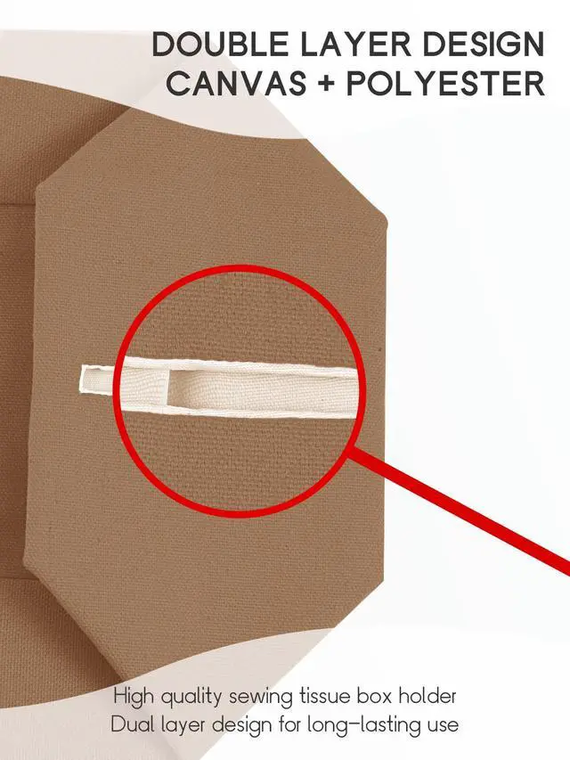 Alt view image 4 of 7 - Tissue Box Cover, Reusable Fabric Tissue Holder, Square Canvas Tissue Holders Decorative for Bathroom Vanity Countertop, Bedroom, Tabletop and Living Room
