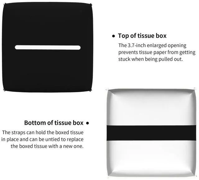 Alt view image 2 of 7 - Black Tissue Box Cover Custom Image Logo Text Square Leather Facial Paper Organizer Case for Bedroom, Bathroom, Office Desk, Hotel Personalized Decorative Holder, 5x5x5 Inch 1-100 PCS