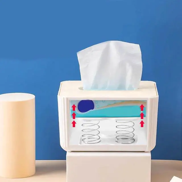 Alt view image 2 of 7 - Automatic Tissue Box Spring Support, Countertop Tissue Holder, ABS, Metal