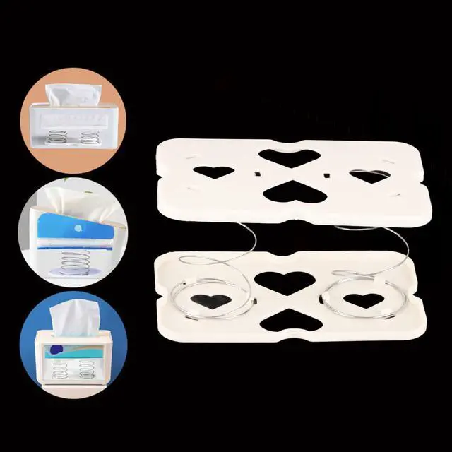 Alt view image 4 of 7 - Automatic Tissue Box Spring Support, Countertop Tissue Holder, ABS, Metal