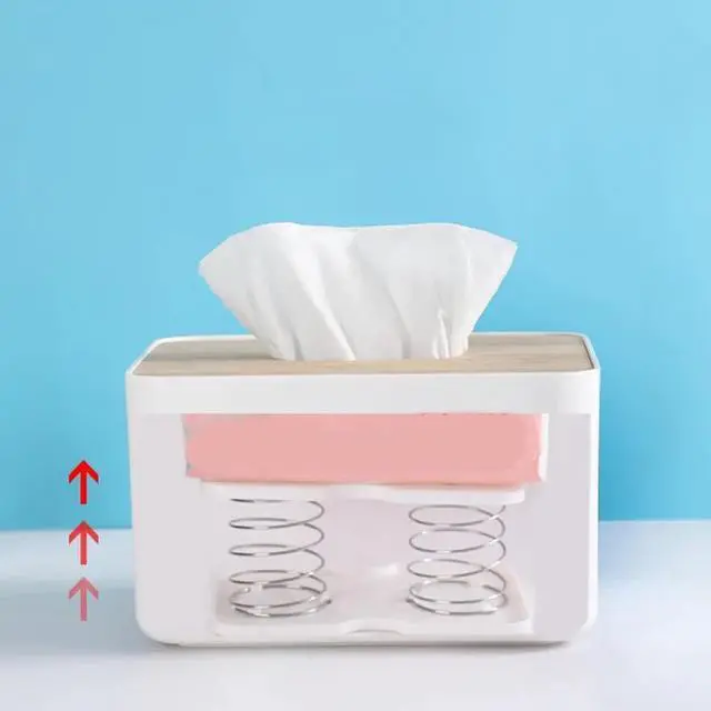 Alt view image 7 of 7 - Automatic Tissue Box Spring Support, Countertop Tissue Holder, ABS, Metal