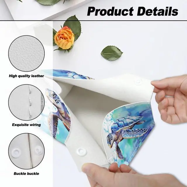 Alt view image 7 of 7 - Sea Turtle Rectangular PU Leather Tissue Box Holder