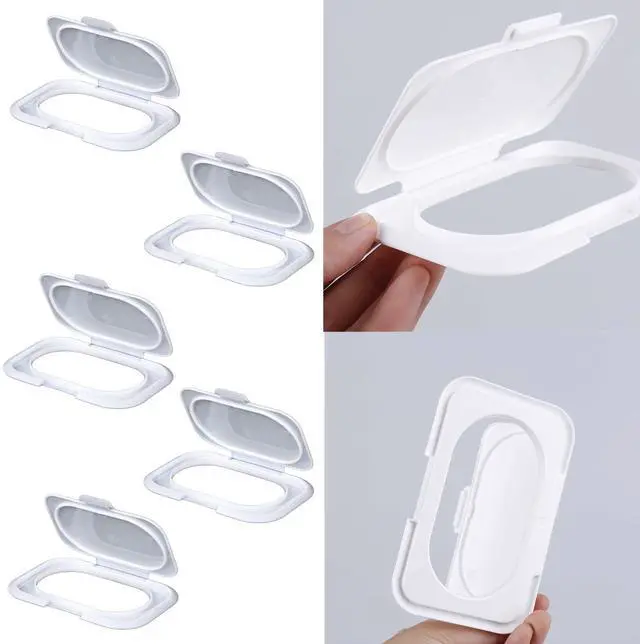 Alt view image 2 of 6 - 5 Pack Wipe Holder Wipes Flip Lid Reusable Wipe Dispenser Cover Travel Wipes Case for Water Wipe Packs Portable Pouch Travel Wet Tissues Paper Towel Holder Countainer