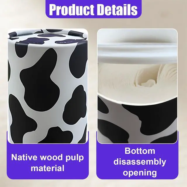 Alt view image 3 of 4 - 4PCS Car Tissue Holder, Refillable Paper Napkin Holder, Portable Car Tissues Cylinder, Facial Tissue Box Travel Accessories, Tissues Boxes Container for Automotive Cup Holder (Cow)