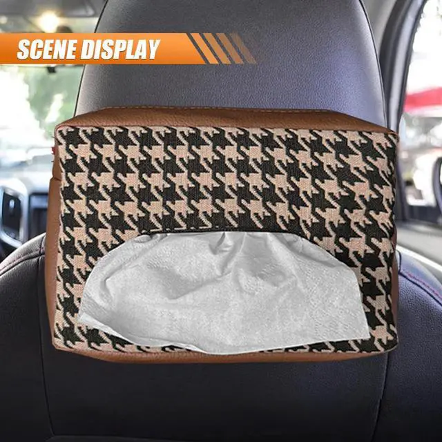Alt view image 5 of 5 - Universal Car Tissue Holder, Premium Leather Auto Headrest Napkin Organizer, Vehicle Backseat Hanging Tissue Box, Car Interior Storage Accessories for SUV Truck Sedan (Brown)