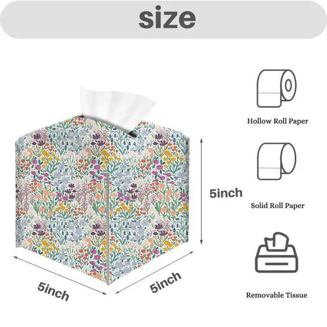 Alt view image 2 of 6 - Floral Tissue Box Cover, Tissue Box Holder for Home, Playoom 5x5IN