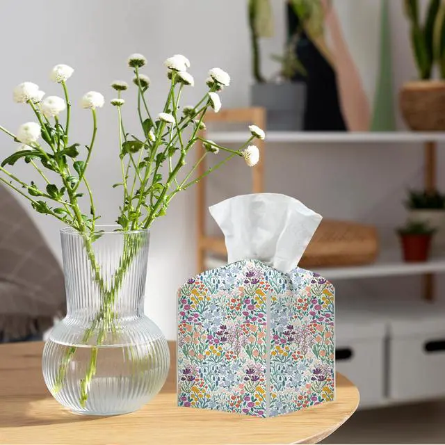 Alt view image 4 of 6 - Floral Tissue Box Cover, Tissue Box Holder for Home, Playoom 5x5IN
