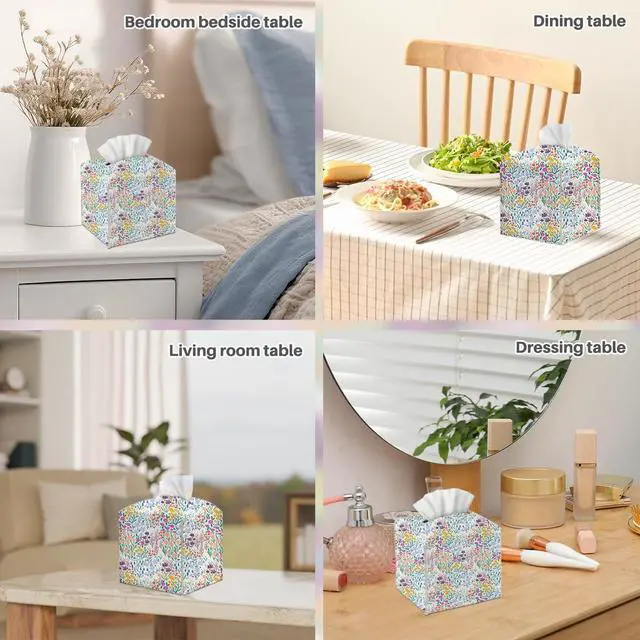 Alt view image 5 of 6 - Floral Tissue Box Cover, Tissue Box Holder for Home, Playoom 5x5IN