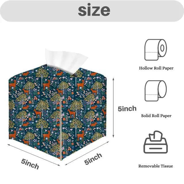 Alt view image 2 of 6 - Deer Tree Tissue Box Cover, Tissue Box Holder for Home Bedroom 5x5IN