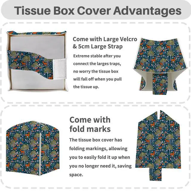 Alt view image 3 of 6 - Deer Tree Tissue Box Cover, Tissue Box Holder for Home Bedroom 5x5IN
